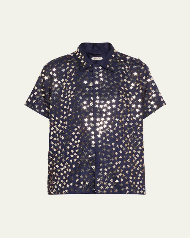 Sequin Spangled Star Button Down Shirt
